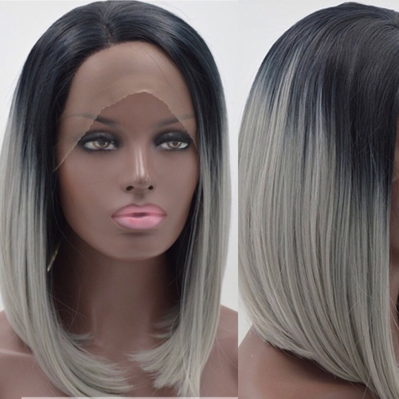 ?ADRENA 12” GREY W/ DARK ROOTS LACEFRONT  BOB WIG main image 5
